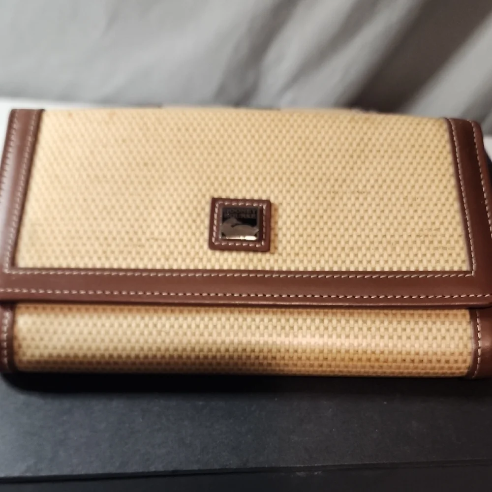 Dooney & Bourke Woven Tan and Brown Clutch